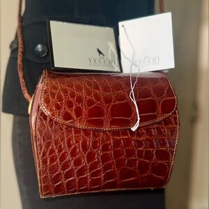 Stunning vintage De Vecchi Italy Hamilton Hodge genuine crocodile alligator bag